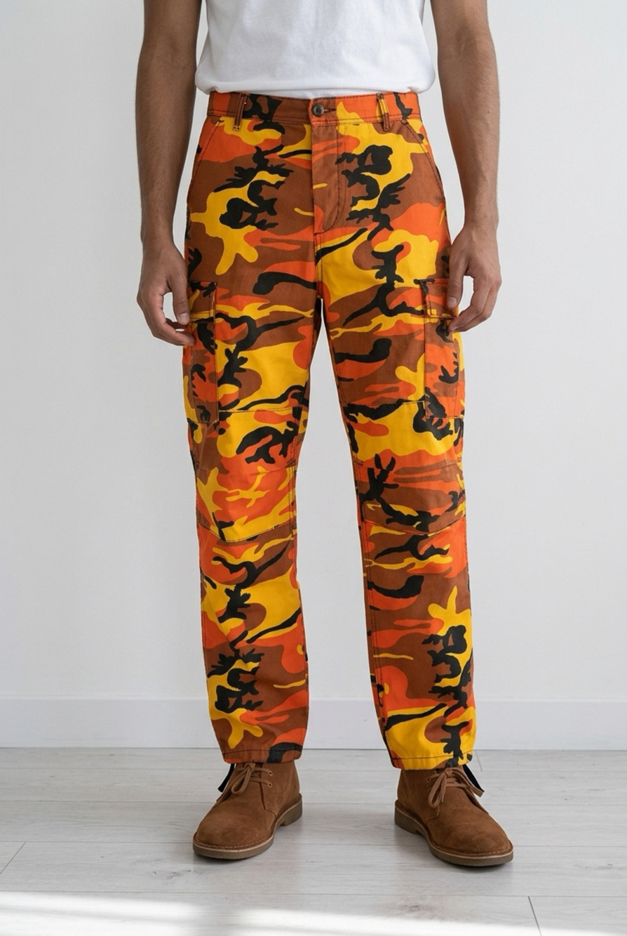 Rothco Orange Camo BDU Cargo Pants Tactical Y2K Streetwear Size S men
